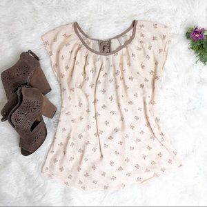 LC Lauren Conrad cream and mocha tan bow top sz M